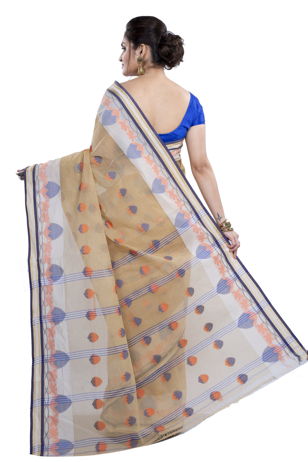 White Pure Cotton PaddaPar Tant Saree (775)